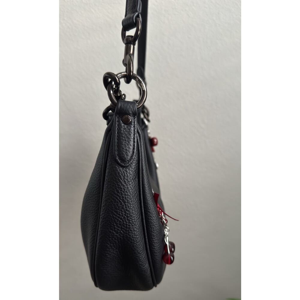 Coach Aria Black Leather Half Moon Crossbody Hobo Shoulder Bag Purse - Picture 15 of 16